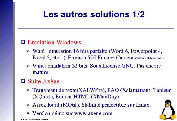 Les autres solutions - 1/2
